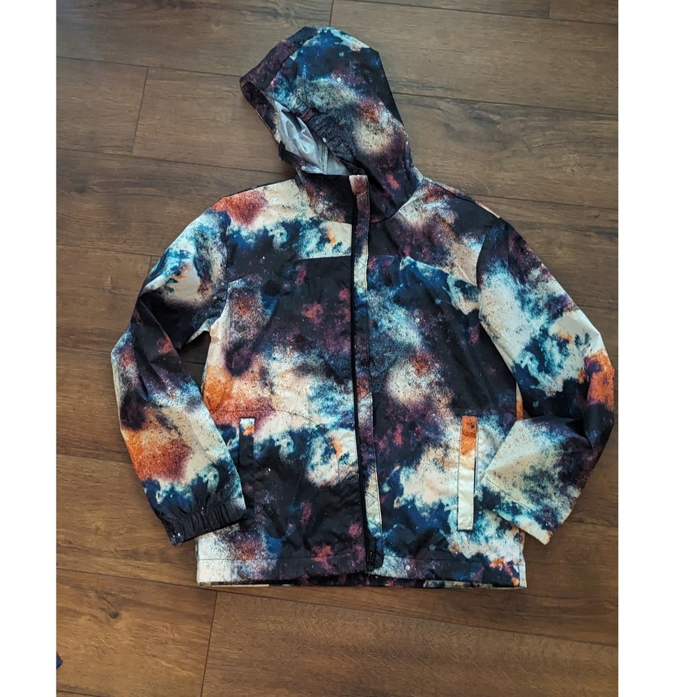 All In Motion Kids Galaxy Print Windbreaker Jacket Water Resistant Hooded L